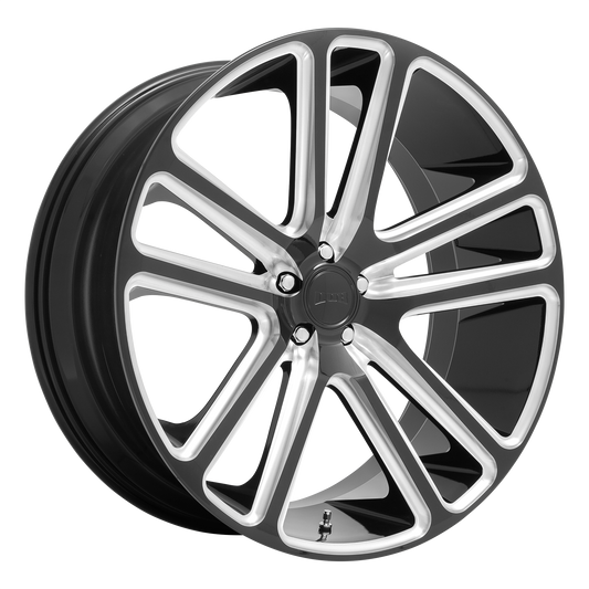 Set of 4: DUB S255 Flex Wheel, 24x10.0 +25 Offset 5x139.7, Gloss Black Milled - S2552400B4+25