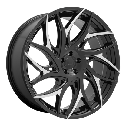 DUB S259 G.O.A.T. Wheel, 24x10.0 +15 Offset 5x115, Gloss Black With Machined Spokes - S259240090+15