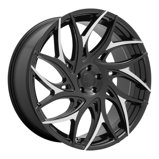 Set of 4: DUB S259 G.O.A.T. Wheel, 24x10.0 +10 Offset 5x127, Gloss Black With Machined Spokes - S259240073+10