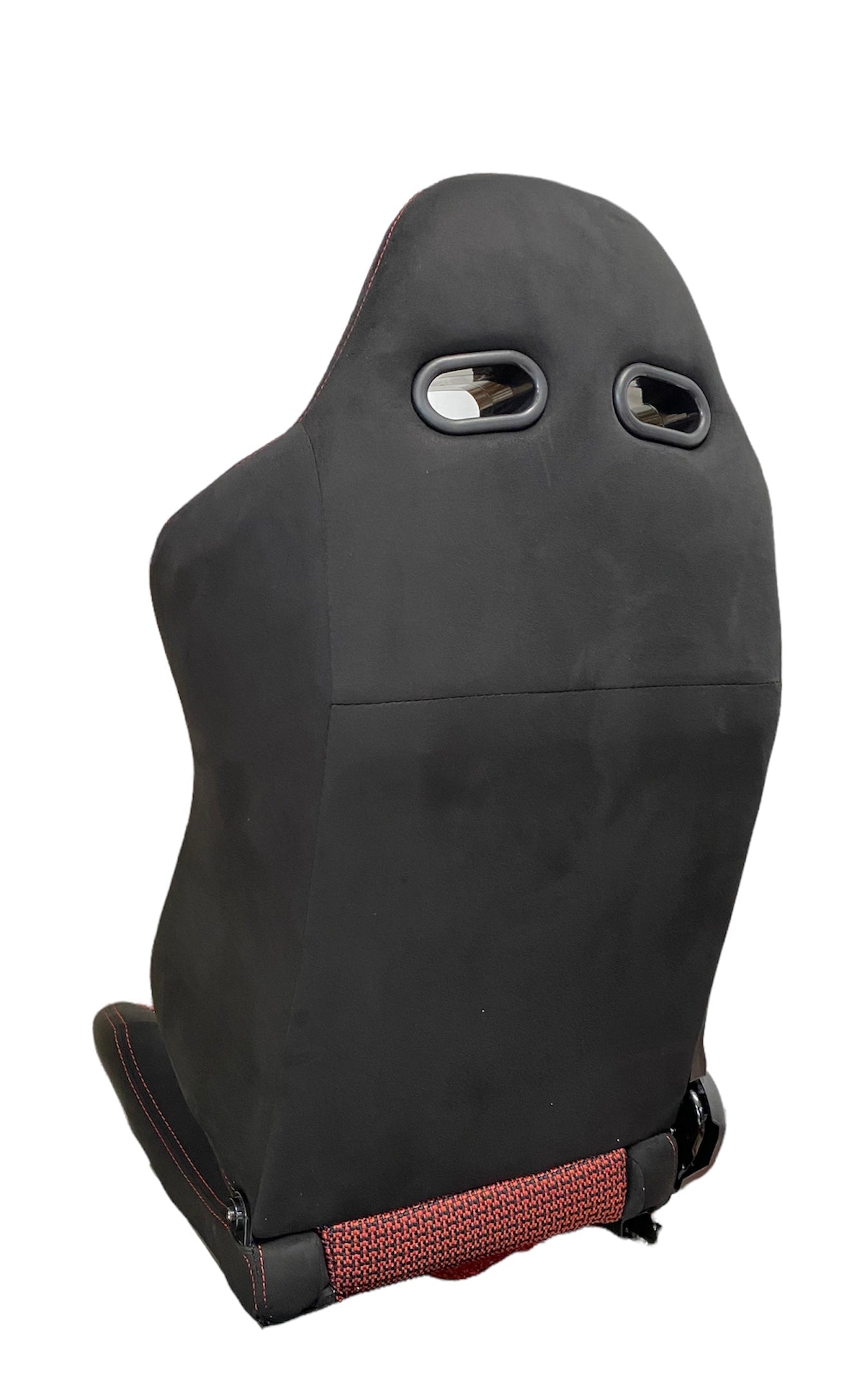SPDZ1 Pole Position 7 Racing Seats Black Cloth/Red Kevlar Mesh Center Reclinable - Red Stitch