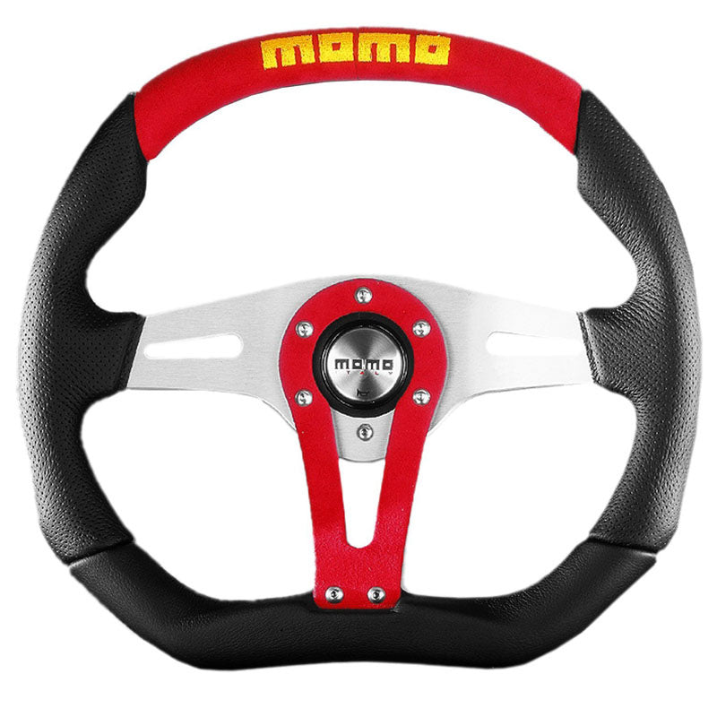 MOMO Trek Black | Red Leather Steering Wheel