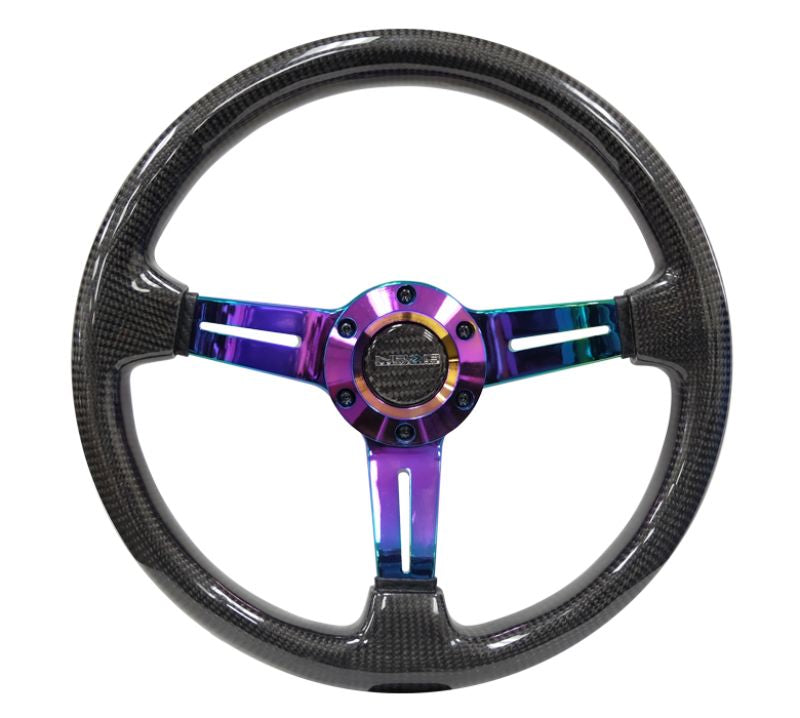 NRG Carbon Fiber Steering Wheel 350mm Neochrome Center Spoke