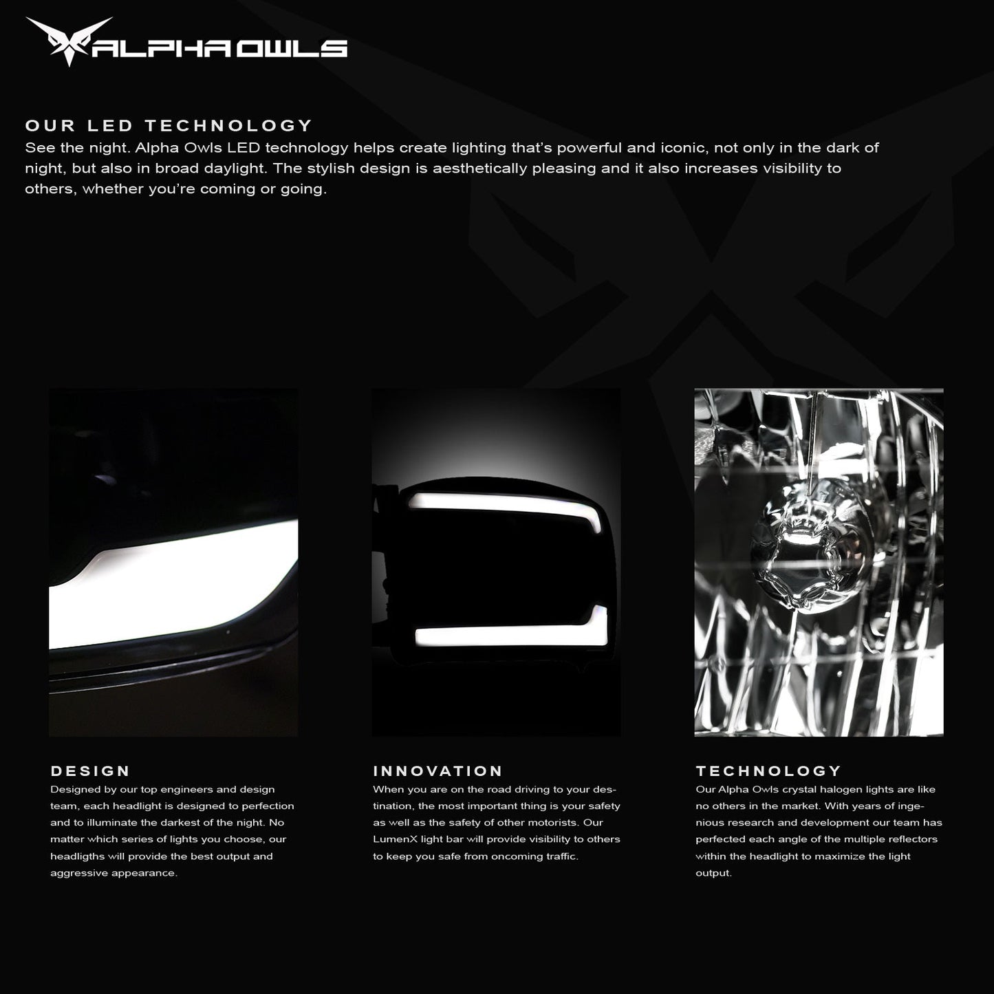 Alpha Owls 1996-1998 Honda Civic LM Series Headlights (Crystal Headlights Black housing w/ LumenX Light Bar)-C-Dub Tech