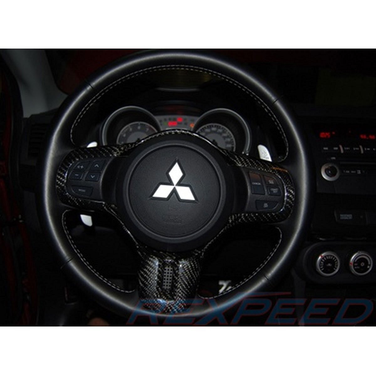 Rexpeed Carbon Fiber Steering Wheel Cover | 2008-2015 Mitsubishi Evo X (R165)