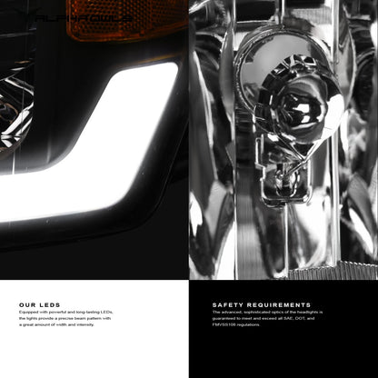 Alpha Owls 2003-2007 Honda Accord SQ Series Headlights (Crystal Headlights Black housing w/ Sequential Signal/LumenX Light Bar)-C-Dub Tech