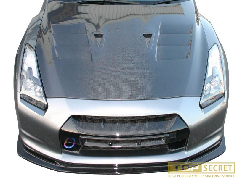 Top Secret Carbon Fiber Aero Vented Hood for 2009-16 Nissan GT-R [R35]