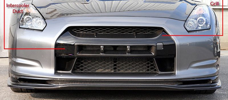 Top Secret Carbon Fiber Grill + Intercooler Duct for 2009-11 Nissan GT-R (CBA) [R35]