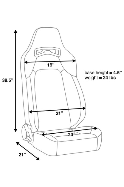 Corbeau Trailcat Reclining Seat Pair (Driver & Passenger) - Black Vinyl White Diamond Stitch 44901WPR