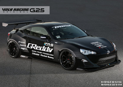 Volk G25 5x100 19x8.0" +45mm Offset Formula Silver / Black Clear Wheels